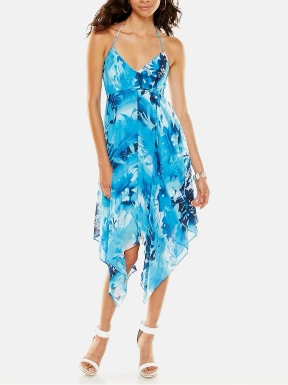 Jennifer Lopez flowy blue midi dress